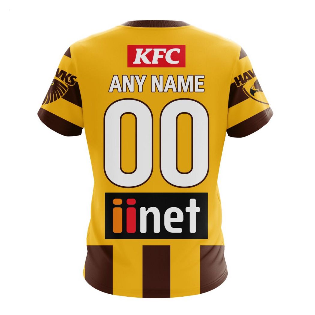 Personalized AFL Hawthorn Football Club Home Kits 2023 T-Shirt - Famjoys Personalized AFL Hawthorn Football Club Home Kits 2023 T-Shirt - Famjoys