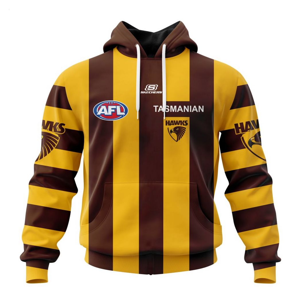 Personalized AFL Hawthorn Football Club Home Kits 2023 T-Shirt - Famjoys Personalized AFL Hawthorn Football Club Home Kits 2023 T-Shirt - Famjoys
