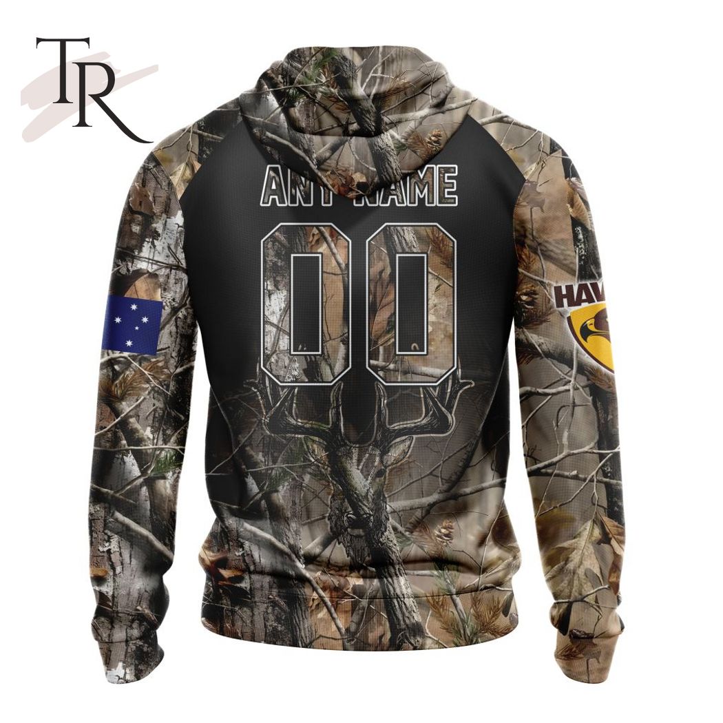 Personalized AFL Hawthorn Football Club Special Camo Realtree Hunting Hoodie 3D - Famjoys Personalized AFL Hawthorn Football Club Special Camo Realtree Hunting Hoodie 3D - Famjoys
