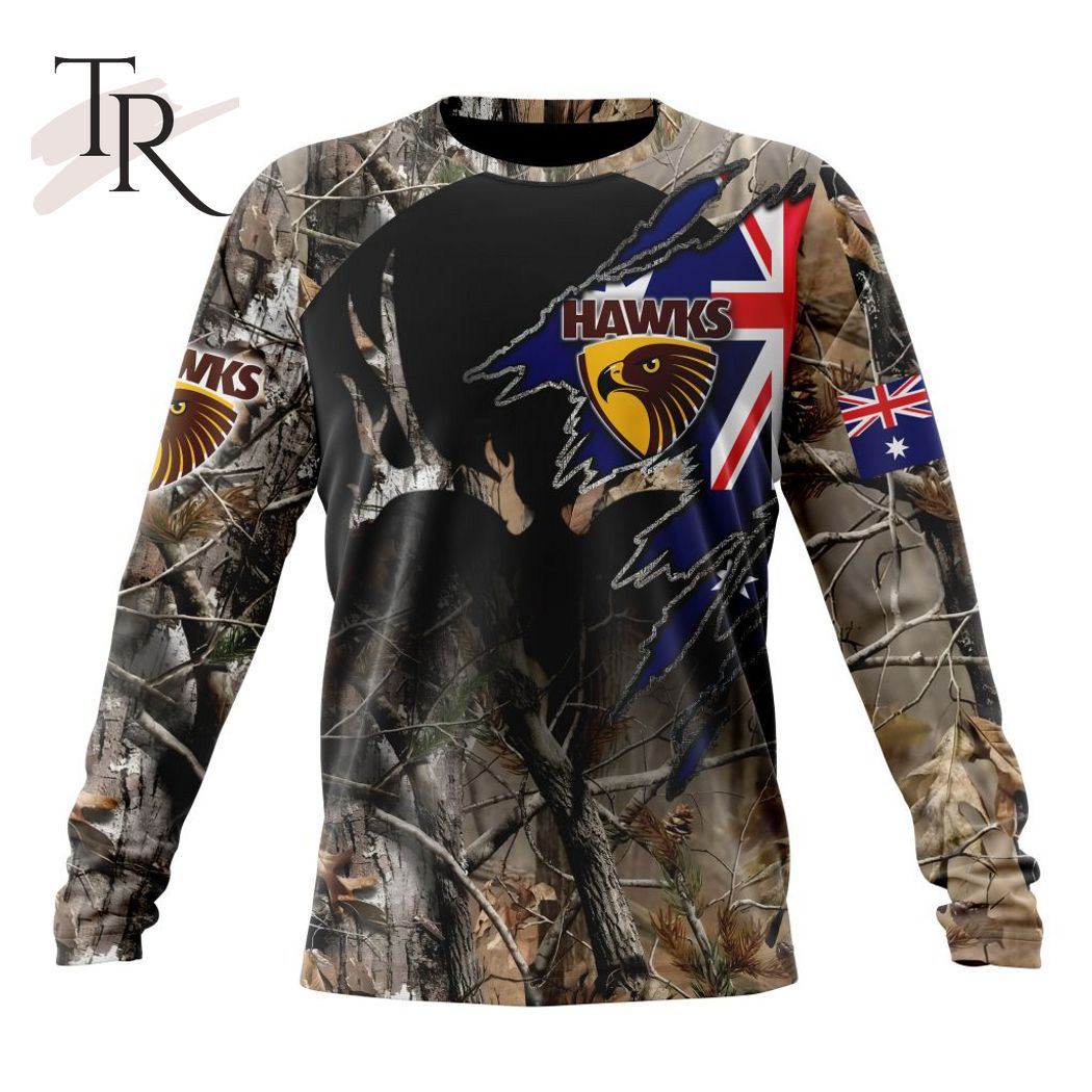 Personalized AFL Hawthorn Football Club Special Camo Realtree Hunting Hoodie 3D - Famjoys Personalized AFL Hawthorn Football Club Special Camo Realtree Hunting Hoodie 3D - Famjoys