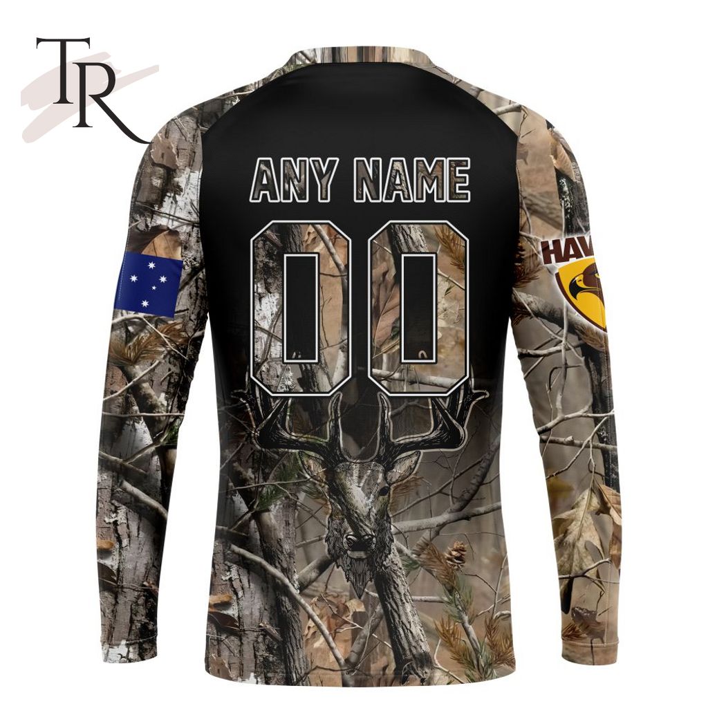 Personalized AFL Hawthorn Football Club Special Camo Realtree Hunting Hoodie 3D - Famjoys Personalized AFL Hawthorn Football Club Special Camo Realtree Hunting Hoodie 3D - Famjoys