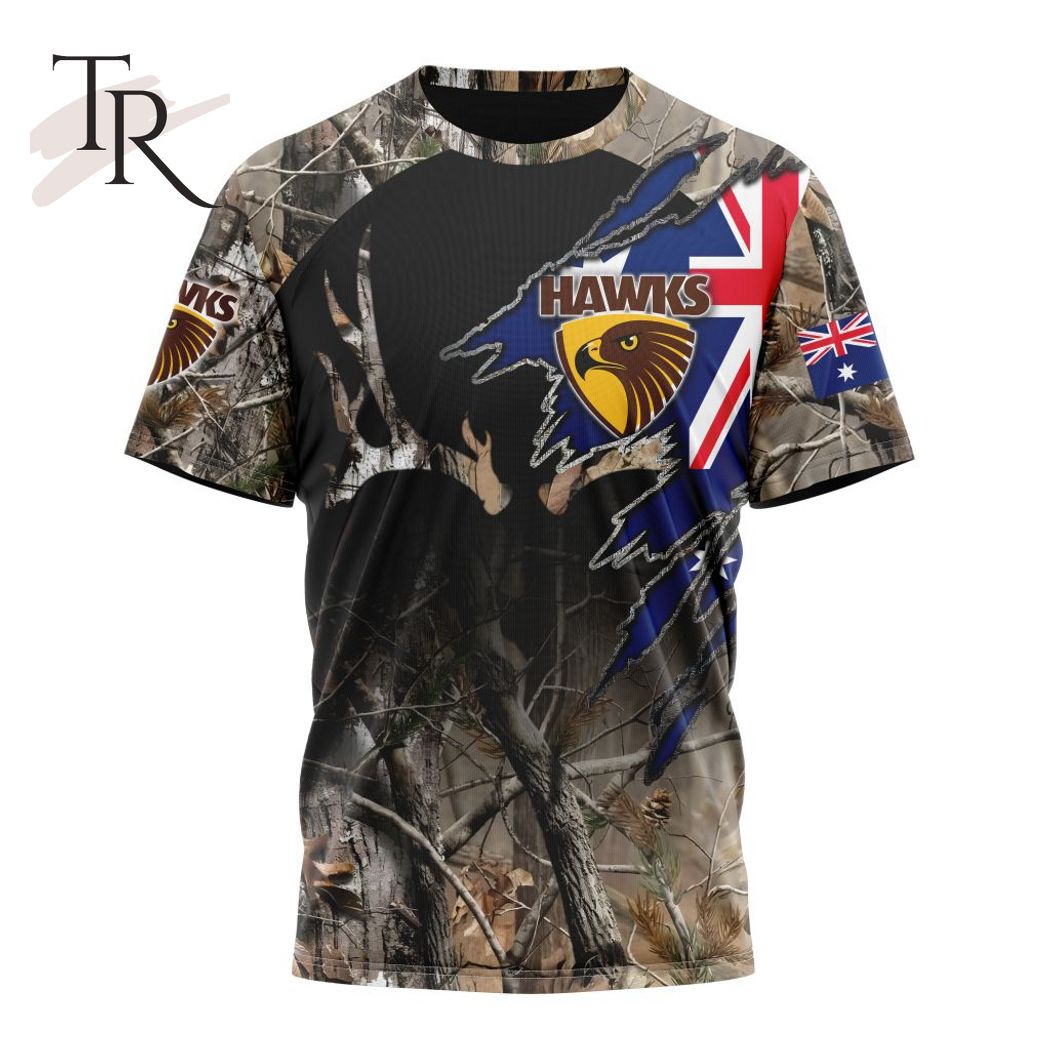 Personalized AFL Hawthorn Football Club Special Camo Realtree Hunting Hoodie 3D - Famjoys Personalized AFL Hawthorn Football Club Special Camo Realtree Hunting Hoodie 3D - Famjoys