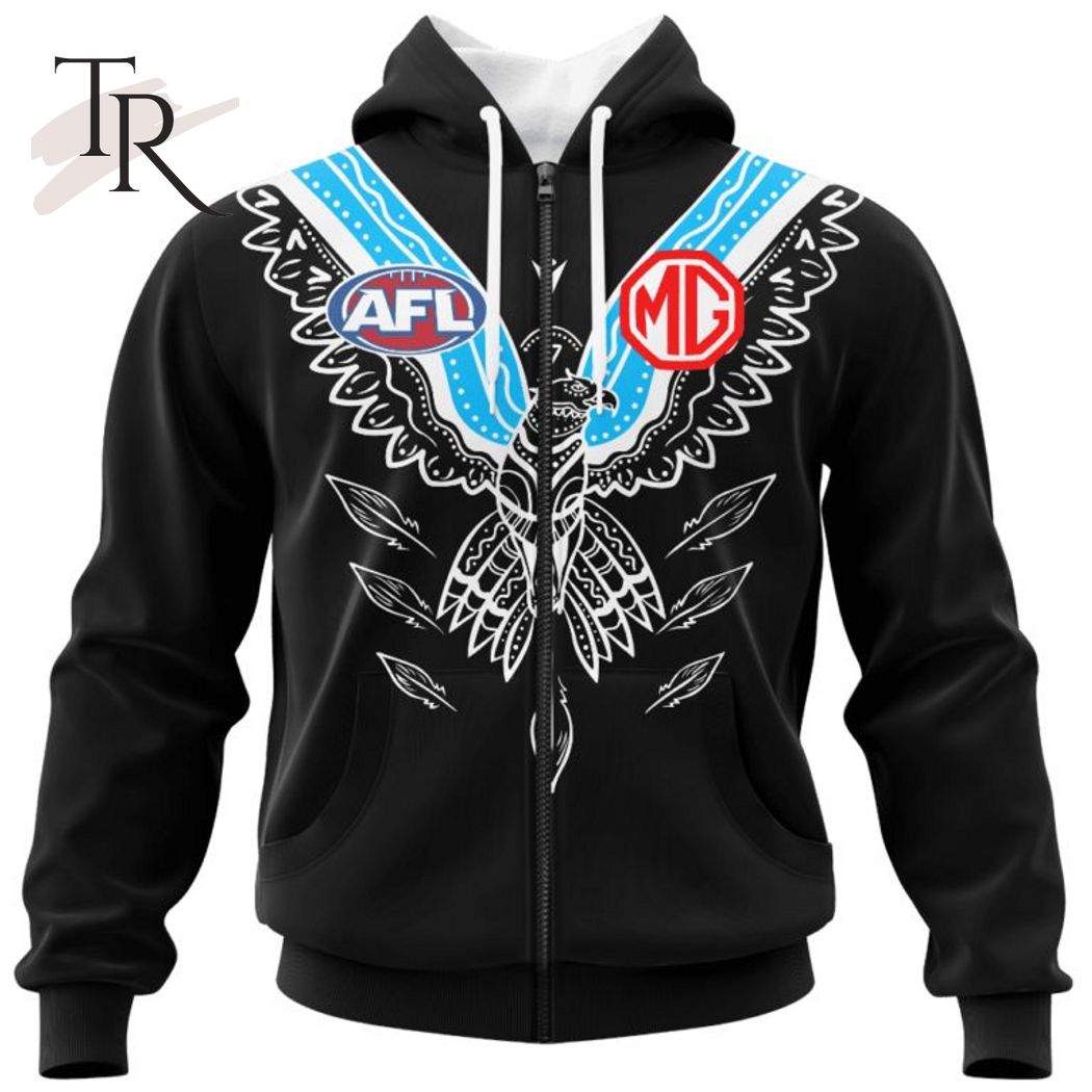Personalized AFL Port Adelaide Football Club Special Indigenous Design Hoodie 3D - Famjoys Personalized AFL Port Adelaide Football Club Special Indigenous Design Hoodie 3D - Famjoys