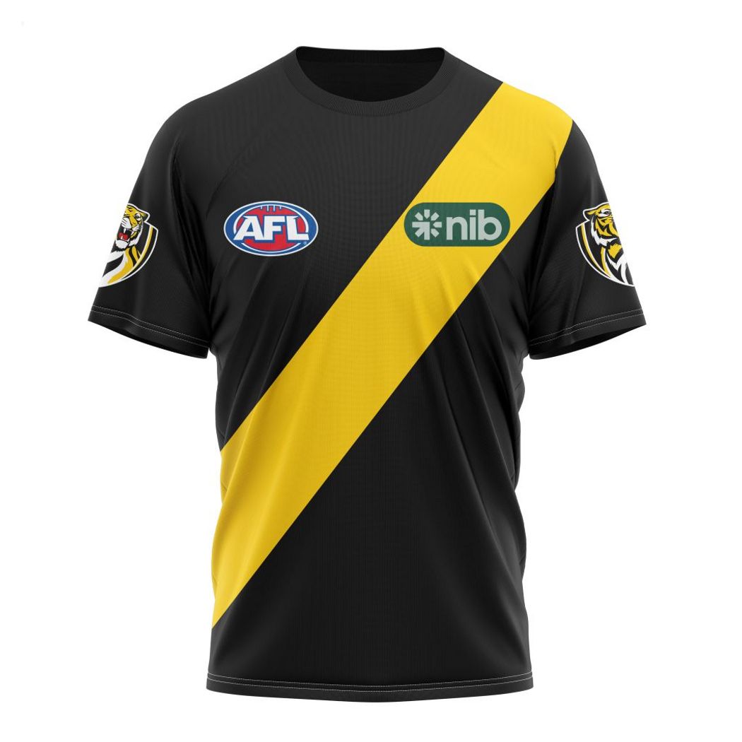 Personalized AFL Richmond Tigers Home Kits 2023 T-Shirt - Famjoys Personalized AFL Richmond Tigers Home Kits 2023 T-Shirt - Famjoys