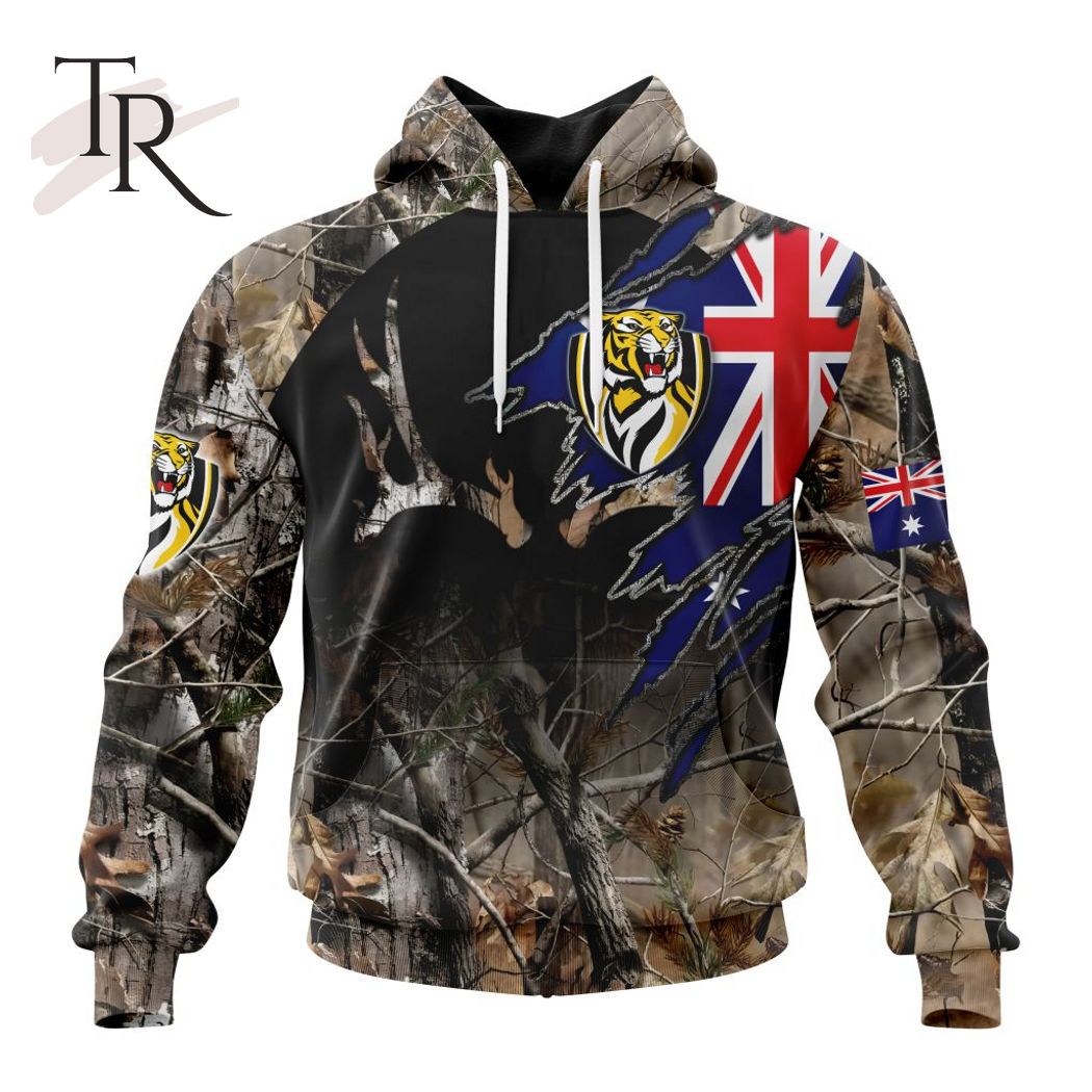 Personalized AFL Richmond Tigers Special Camo Realtree Hunting Hoodie 3D - Famjoys Personalized AFL Richmond Tigers Special Camo Realtree Hunting Hoodie 3D - Famjoys