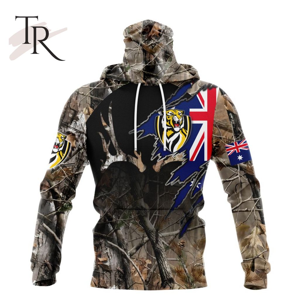 Personalized AFL Richmond Tigers Special Camo Realtree Hunting Hoodie 3D - Famjoys Personalized AFL Richmond Tigers Special Camo Realtree Hunting Hoodie 3D - Famjoys