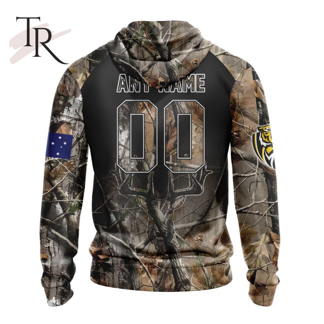 Personalized AFL Richmond Tigers Special Camo Realtree Hunting Hoodie 3D - Famjoys Personalized AFL Richmond Tigers Special Camo Realtree Hunting Hoodie 3D - Famjoys