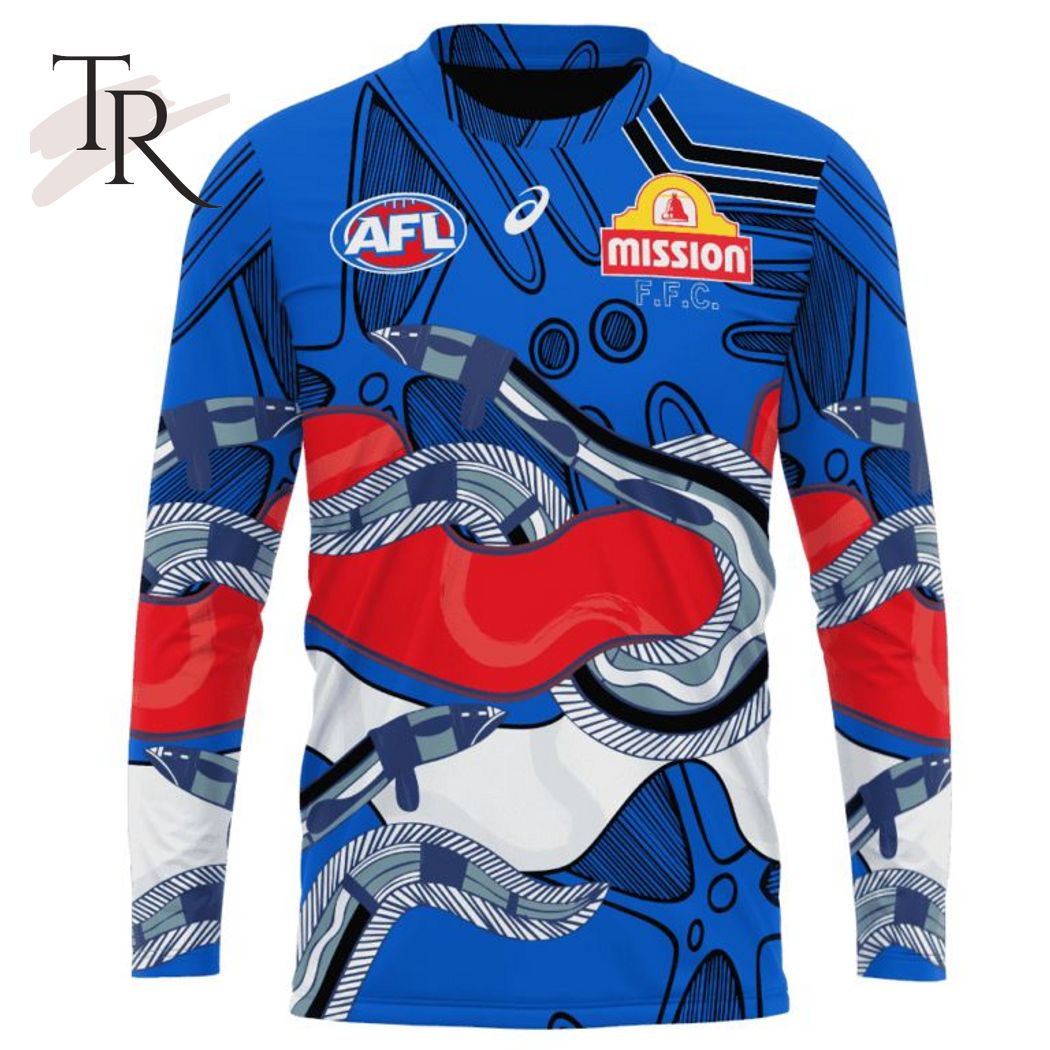 Personalized AFL Western Bulldogs Special Indigenous Design Hoodie 3D - Famjoys Personalized AFL Western Bulldogs Special Indigenous Design Hoodie 3D - Famjoys
