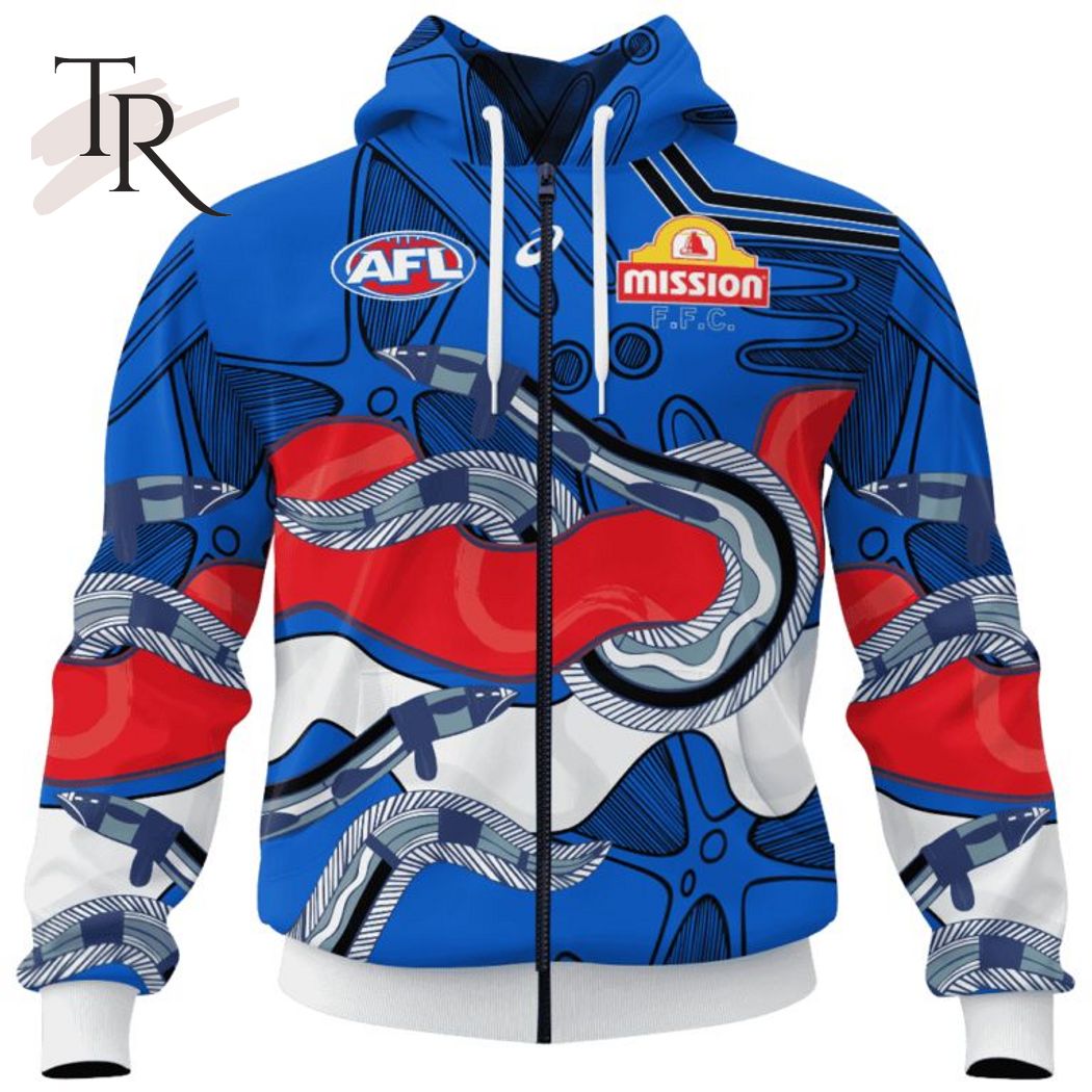 Personalized AFL Western Bulldogs Special Indigenous Design Hoodie 3D - Famjoys Personalized AFL Western Bulldogs Special Indigenous Design Hoodie 3D - Famjoys