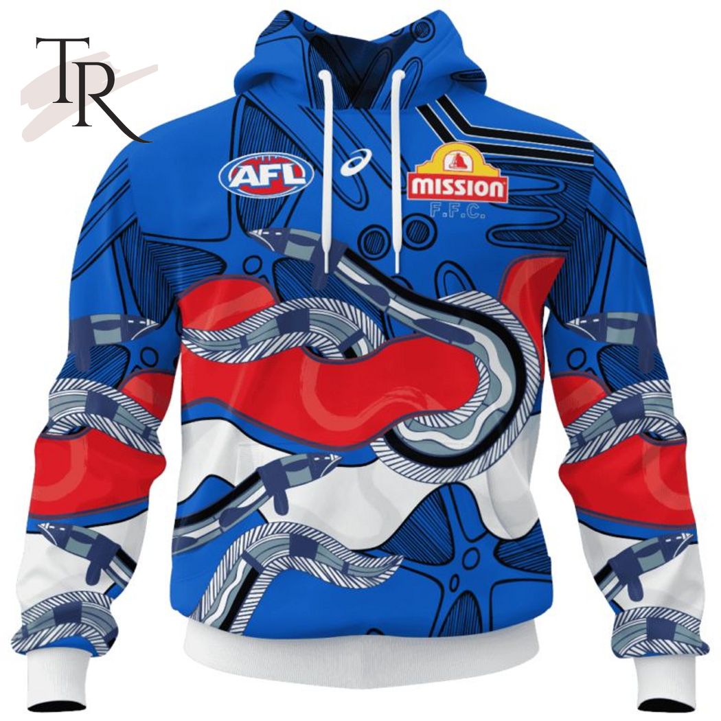 Personalized AFL Western Bulldogs Special Indigenous Design Hoodie 3D - Famjoys Personalized AFL Western Bulldogs Special Indigenous Design Hoodie 3D - Famjoys