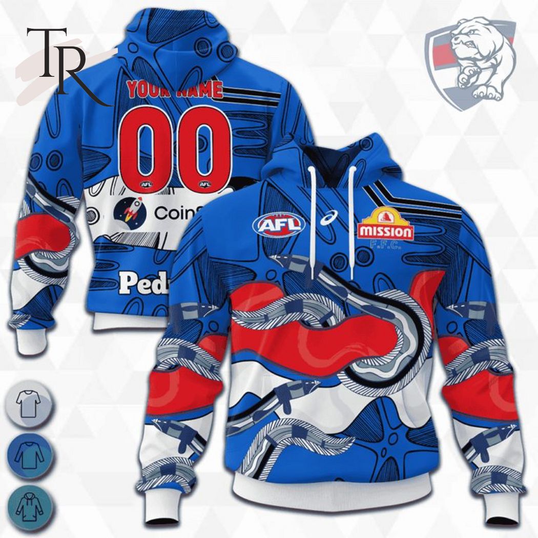 Personalized AFL Western Bulldogs Special Indigenous Design Hoodie 3D - Famjoys Personalized AFL Western Bulldogs Special Indigenous Design Hoodie 3D - Famjoys