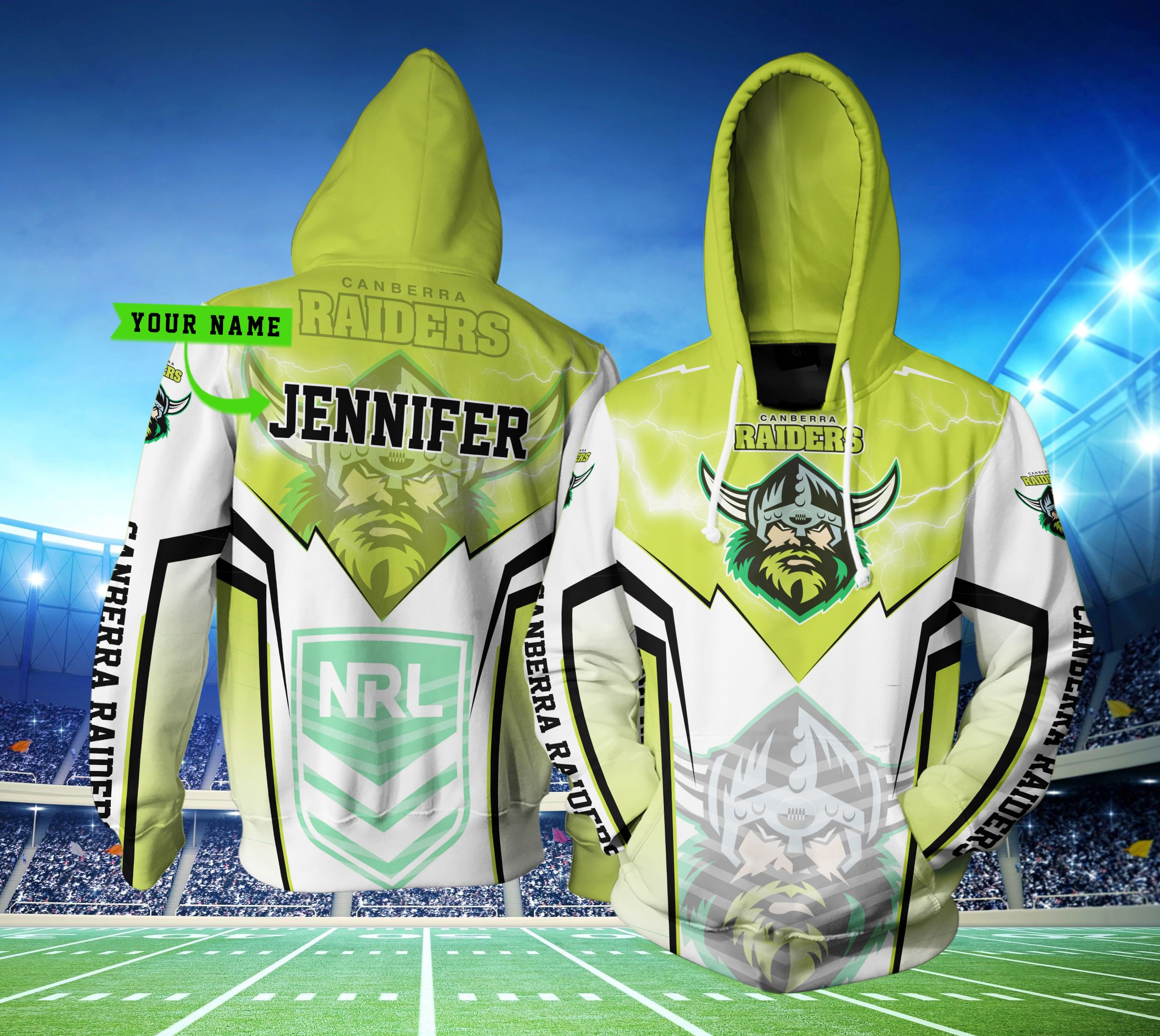 Personalized Canberra Raiders Lightning New Nrl Custom 3D All Over Print Hoodie - Famjoys Personalized Canberra Raiders Lightning New Nrl Custom 3D All Over Print Hoodie - Famjoys