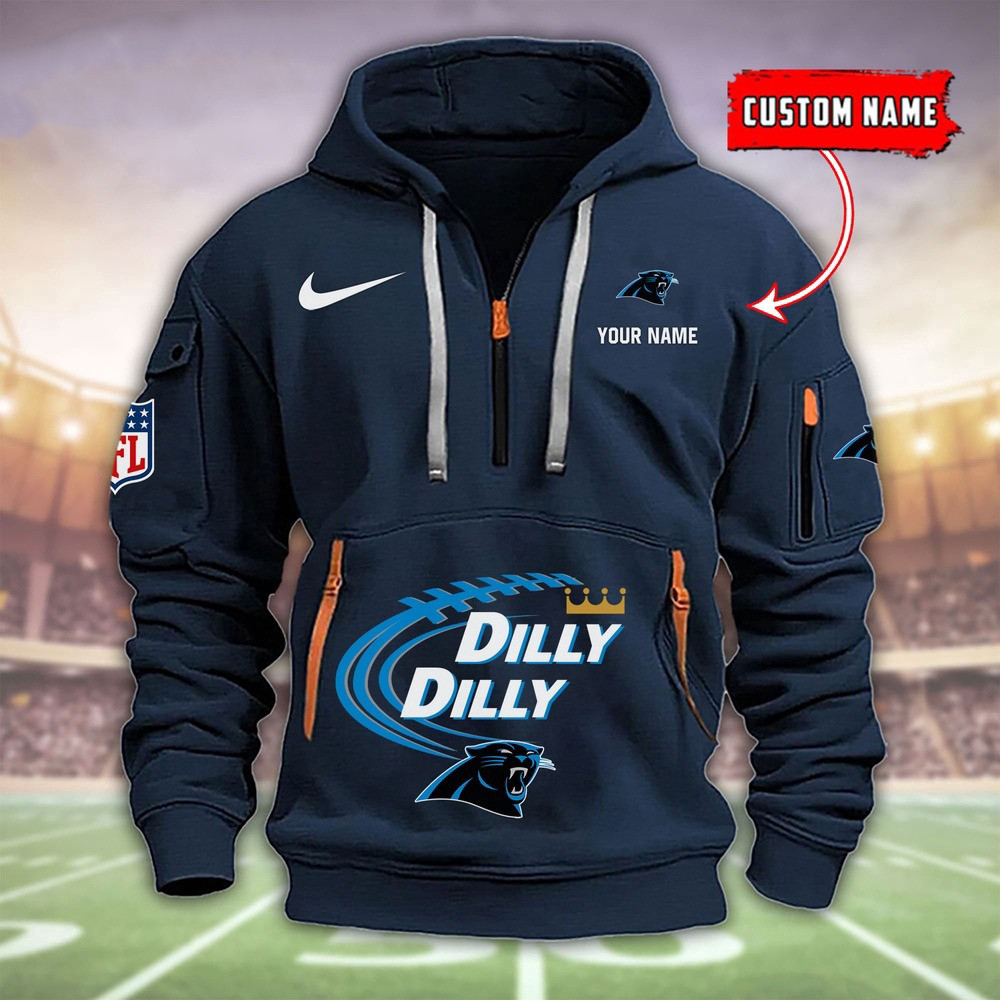 Personalized Carolina Panthers Dilly Dilly Quarter Zip Hoodie Football Fan Gifts For Him - Famjoys Personalized Carolina Panthers Dilly Dilly Quarter Zip Hoodie Football Fan Gifts For Him - Famjoys