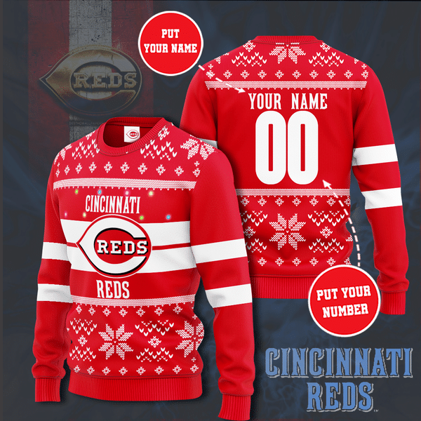Personalized Cincinnati Reds Christmas Sweater - Famjoys Personalized Cincinnati Reds Christmas Sweater - Famjoys