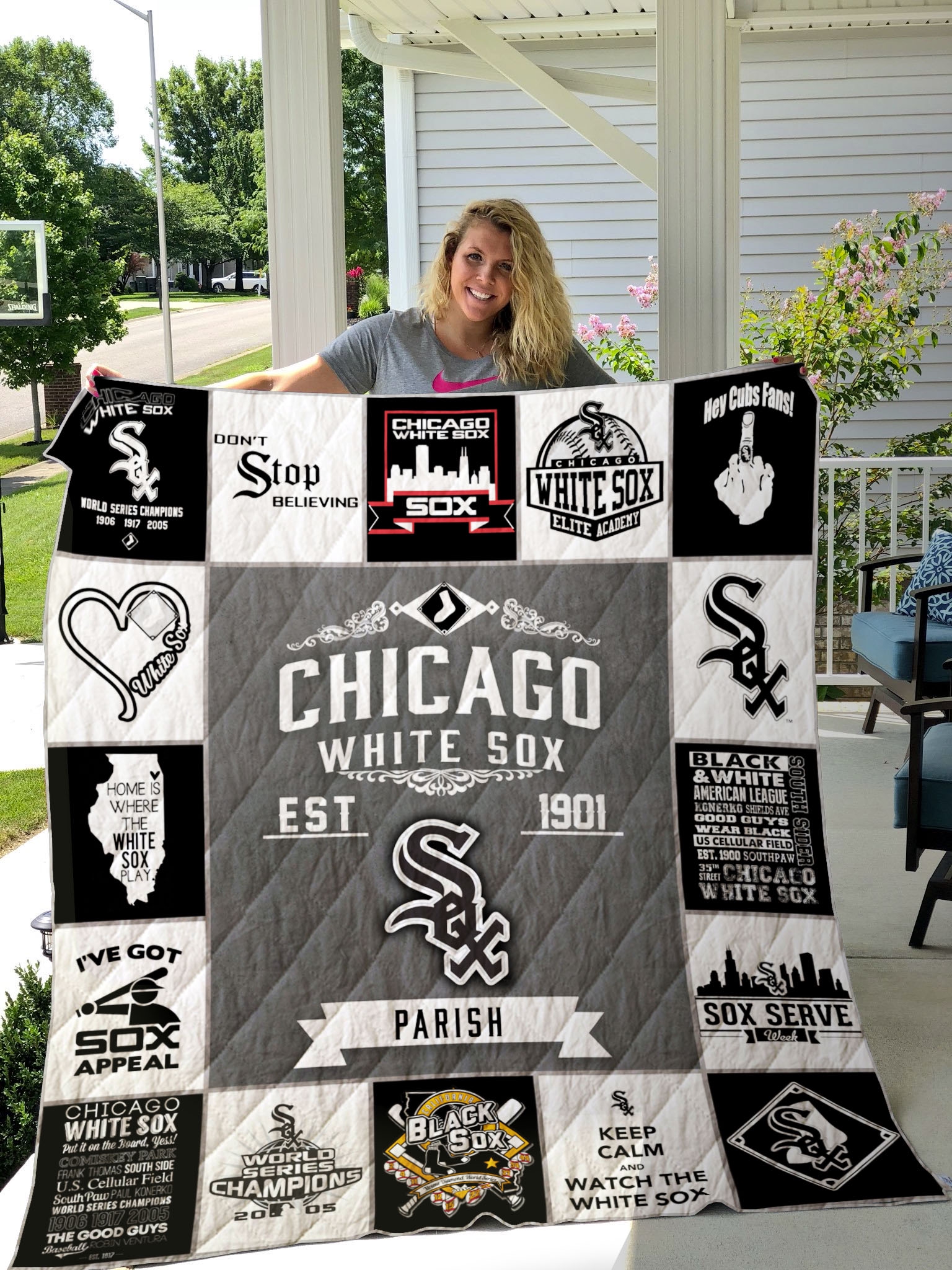 Personalized Custom Name - – Chicago White Sox Quilt Blanket - Famjoys Personalized Custom Name - – Chicago White Sox Quilt Blanket - Famjoys