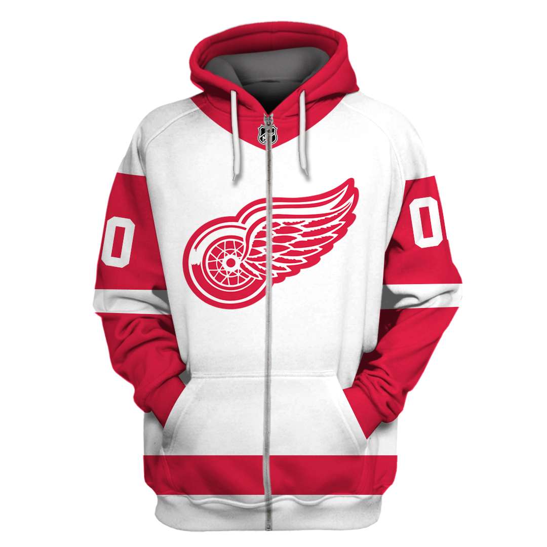 Personalized Detroit Red Wings custom name and number 3d full printing hoodie - Famjoys Personalized Detroit Red Wings custom name and number 3d full printing hoodie - Famjoys
