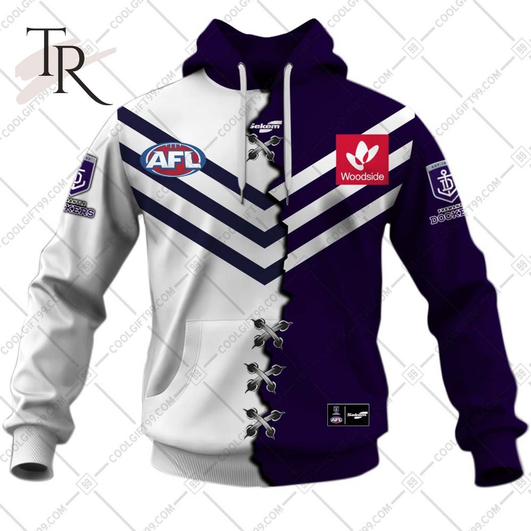 Personalized Guernsey Mix V2 AFL Fremantle Dockers Hoodie 3D - Famjoys Personalized Guernsey Mix V2 AFL Fremantle Dockers Hoodie 3D - Famjoys