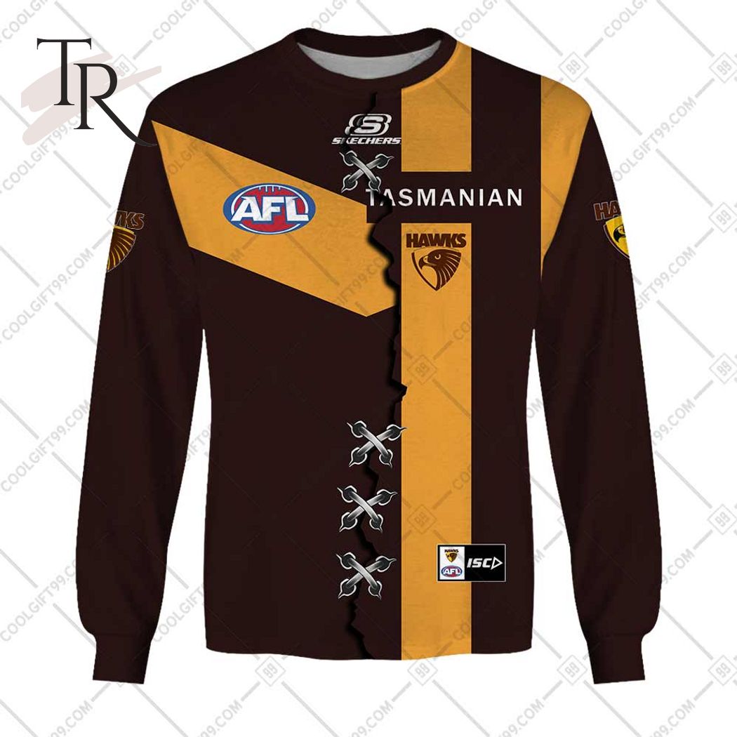 Personalized Guernsey Mix V2 AFL Hawthorn Hawks Hoodie 3D - Famjoys Personalized Guernsey Mix V2 AFL Hawthorn Hawks Hoodie 3D - Famjoys