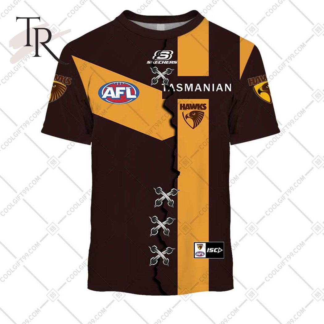 Personalized Guernsey Mix V2 AFL Hawthorn Hawks Hoodie 3D - Famjoys Personalized Guernsey Mix V2 AFL Hawthorn Hawks Hoodie 3D - Famjoys