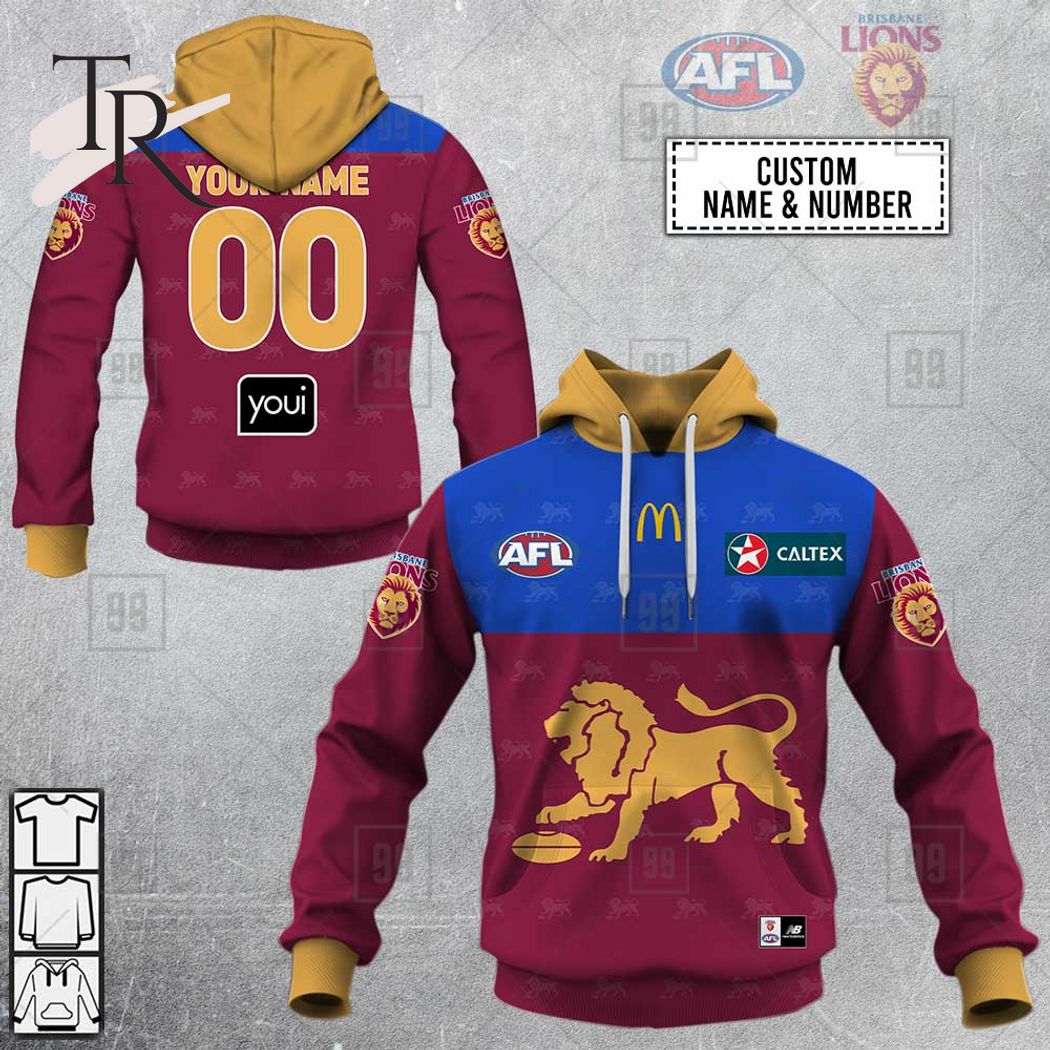 Personalized Home Guernsey 2023 AFL Brisbane Lions Hoodie - Famjoys Personalized Home Guernsey 2023 AFL Brisbane Lions Hoodie - Famjoys