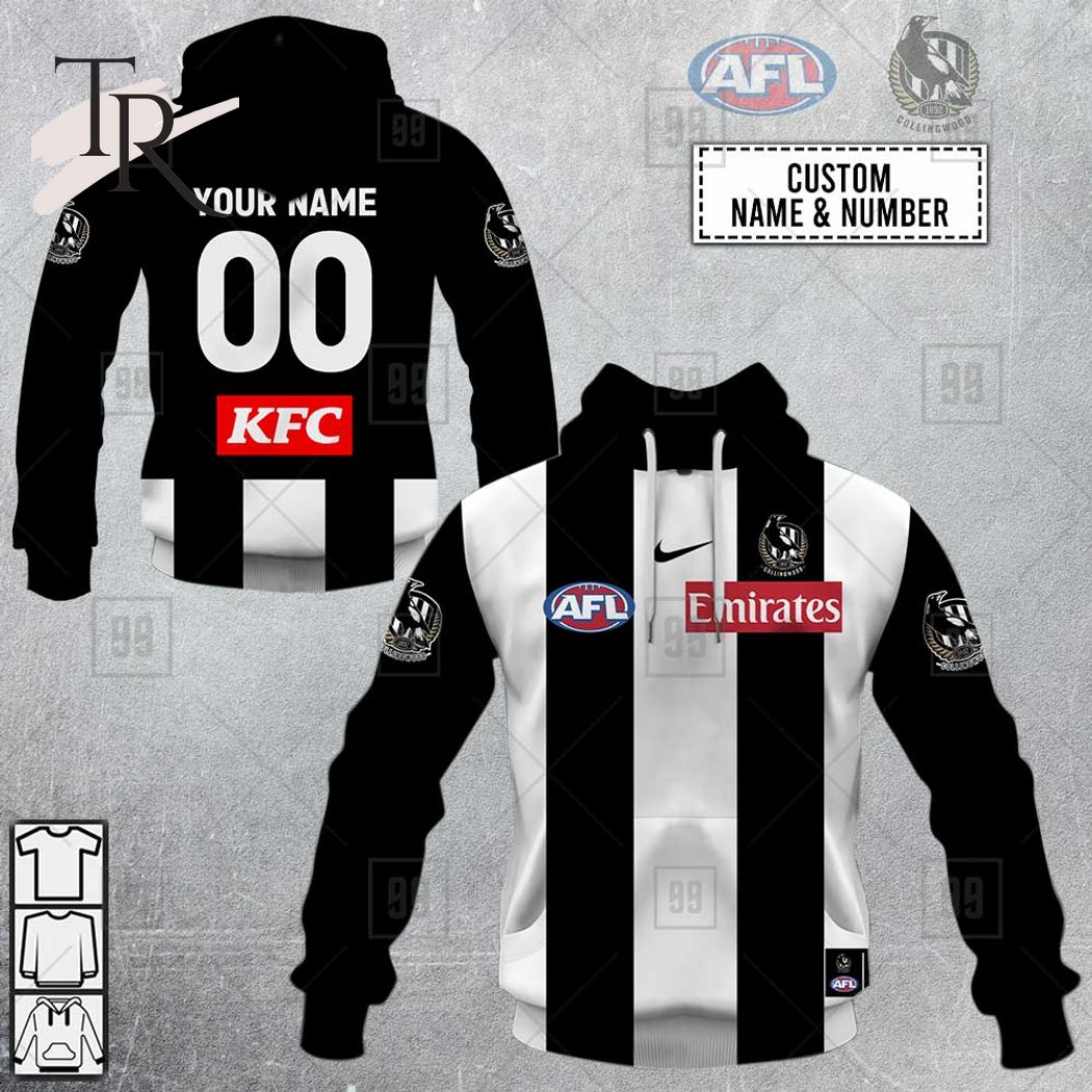 Personalized Home Guernsey 2023 AFL Collingwood Magpies Hoodie - Famjoys Personalized Home Guernsey 2023 AFL Collingwood Magpies Hoodie - Famjoys
