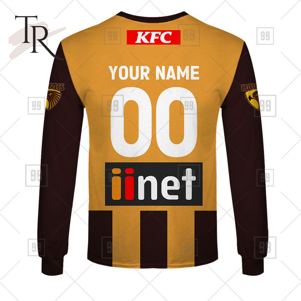Personalized Home Guernsey 2023 AFL Hawthorn Hawks Hoodie - Famjoys Personalized Home Guernsey 2023 AFL Hawthorn Hawks Hoodie - Famjoys
