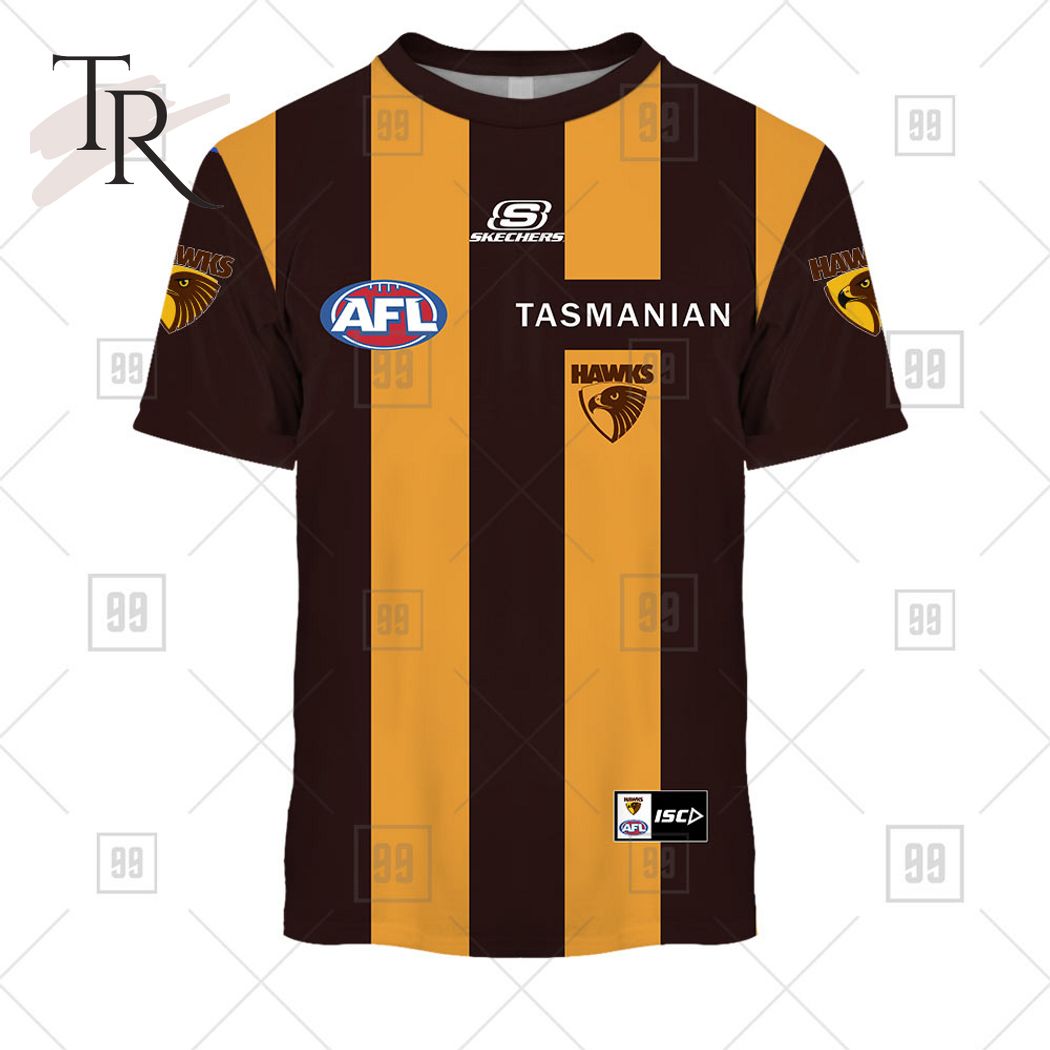 Personalized Home Guernsey 2023 AFL Hawthorn Hawks Hoodie - Famjoys Personalized Home Guernsey 2023 AFL Hawthorn Hawks Hoodie - Famjoys