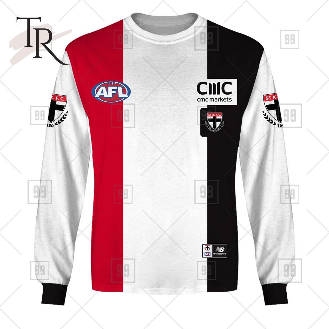 Personalized Home Guernsey 2023 AFL St Kilda Saints Hoodie - Famjoys Personalized Home Guernsey 2023 AFL St Kilda Saints Hoodie - Famjoys