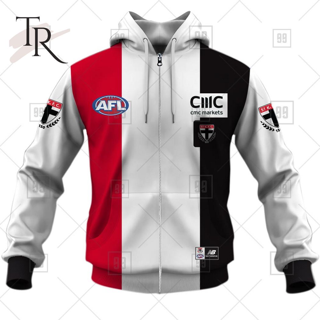 Personalized Home Guernsey 2023 AFL St Kilda Saints Hoodie - Famjoys Personalized Home Guernsey 2023 AFL St Kilda Saints Hoodie - Famjoys