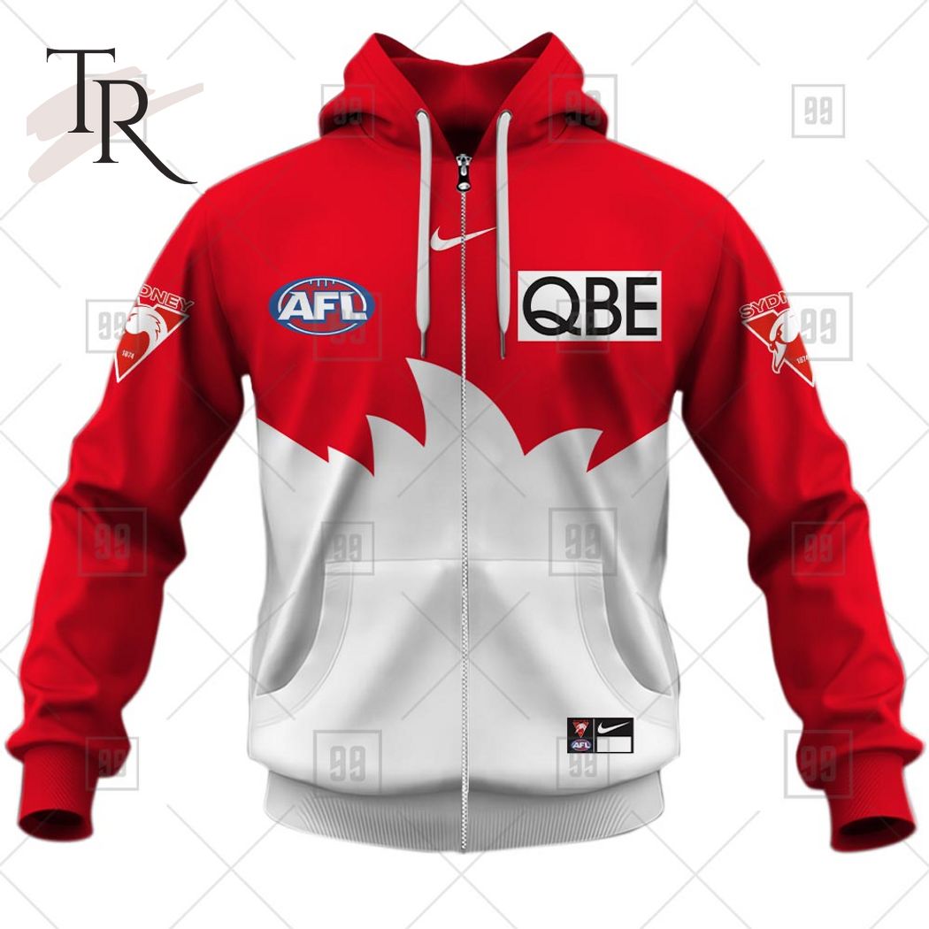 Personalized Home Guernsey 2023 AFL Sydney Swans Hoodie - Famjoys Personalized Home Guernsey 2023 AFL Sydney Swans Hoodie - Famjoys