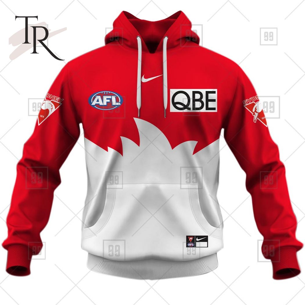 Personalized Home Guernsey 2023 AFL Sydney Swans Hoodie - Famjoys Personalized Home Guernsey 2023 AFL Sydney Swans Hoodie - Famjoys