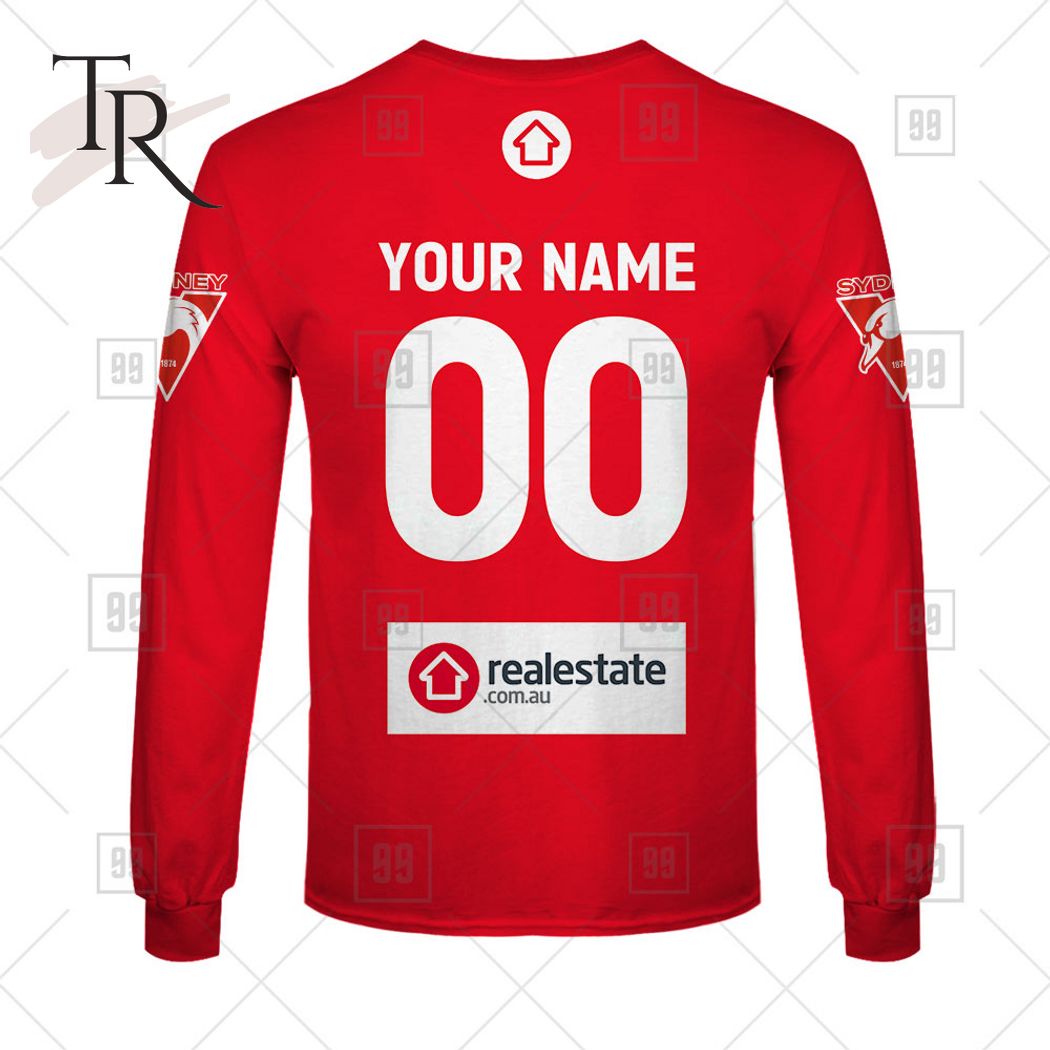 Personalized Home Guernsey 2023 AFL Sydney Swans Hoodie - Famjoys Personalized Home Guernsey 2023 AFL Sydney Swans Hoodie - Famjoys