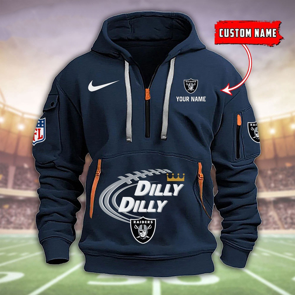 Personalized Las Vegas Raiders Dilly Dilly Football Quarter Half Zip Hoodie Merch Gifts - Famjoys Personalized Las Vegas Raiders Dilly Dilly Football Quarter Half Zip Hoodie Merch Gifts - Famjoys
