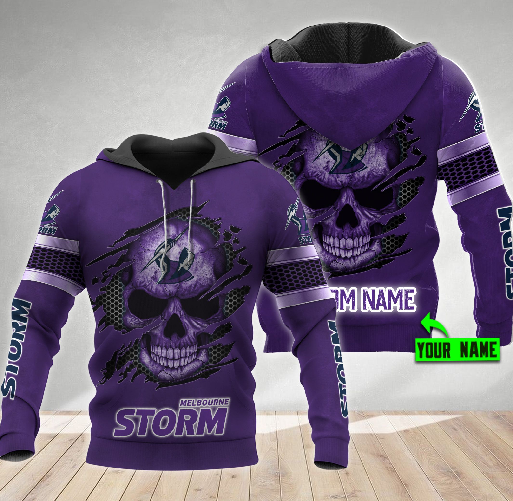 Personalized Melbourne Storm Nrl Skull Custom 3D All Over Print Hoodie - Famjoys Personalized Melbourne Storm Nrl Skull Custom 3D All Over Print Hoodie - Famjoys