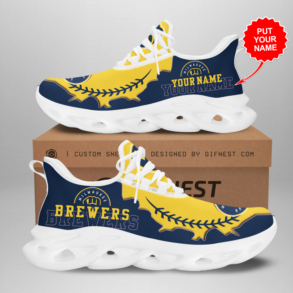 Personalized Milwaukee Brewers Custom Sneaker - Famjoys Personalized Milwaukee Brewers Custom Sneaker - Famjoys