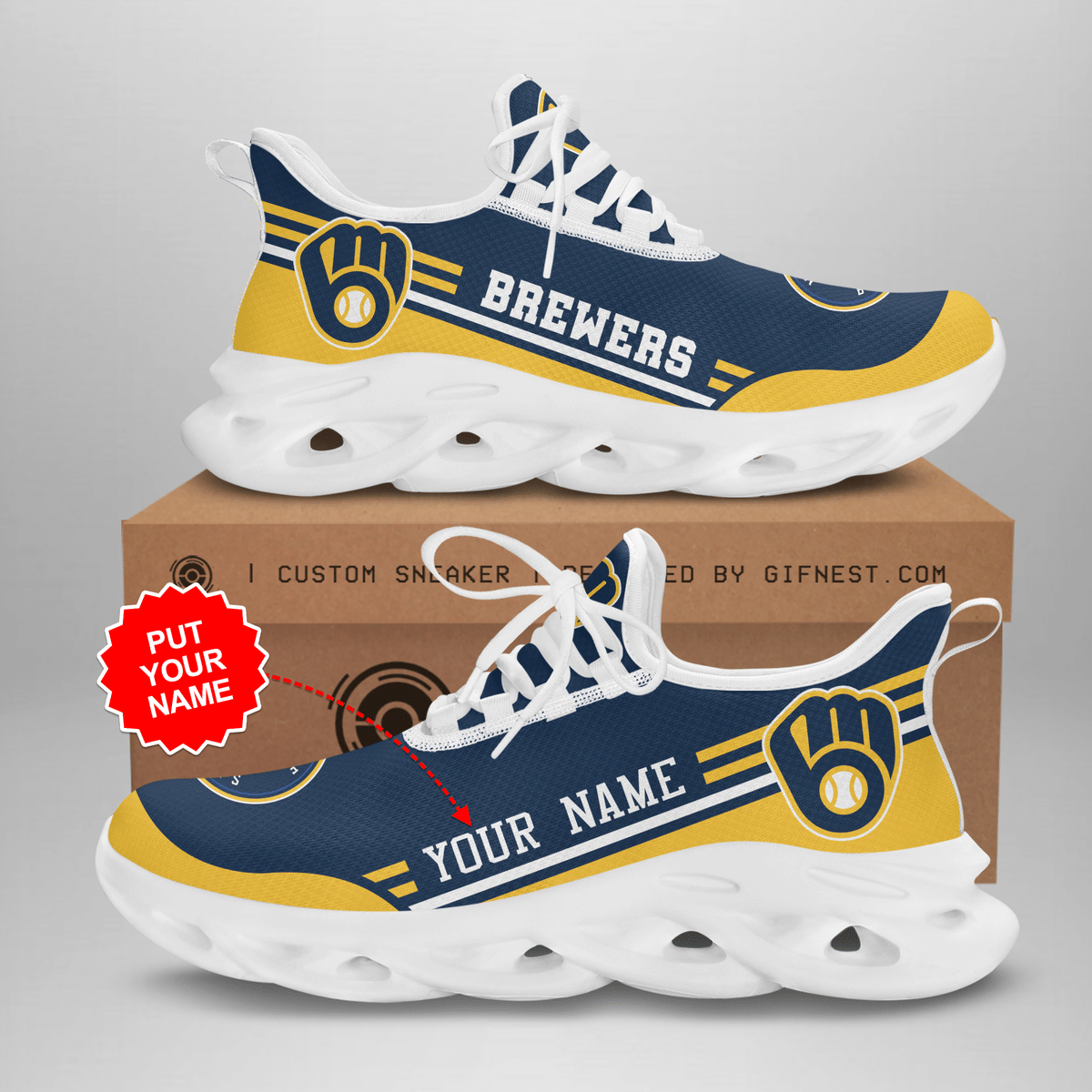 Personalized Milwaukee Brewers Custom Sneaker - Famjoys Personalized Milwaukee Brewers Custom Sneaker - Famjoys