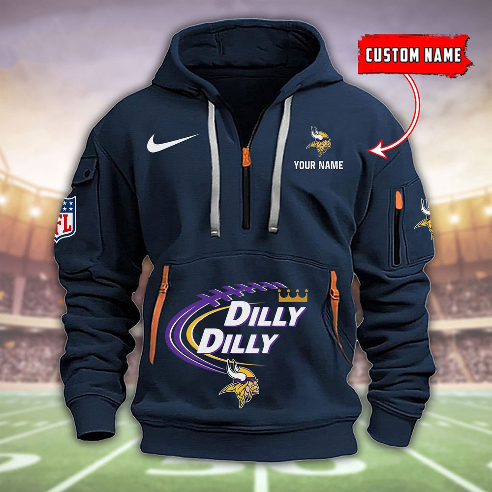 Personalized Minnesota Vikings Dilly Dilly Football Quarter Zip Hoodie Clothing Gifts - Famjoys Personalized Minnesota Vikings Dilly Dilly Football Quarter Zip Hoodie Clothing Gifts - Famjoys