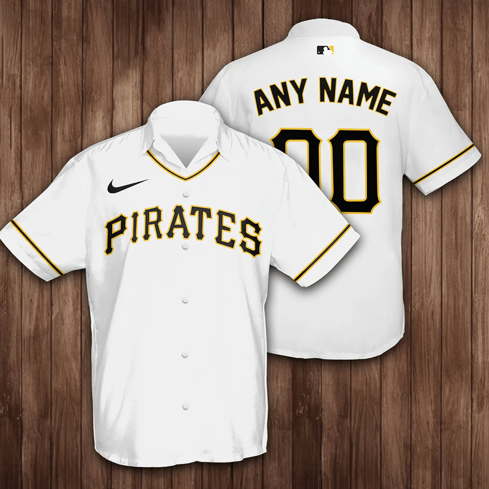 Personalized Name And Number Pittsburgh Pirates 3d Hawaiian Shirt - White - Famjoys Personalized Name And Number Pittsburgh Pirates 3d Hawaiian Shirt - White - Famjoys