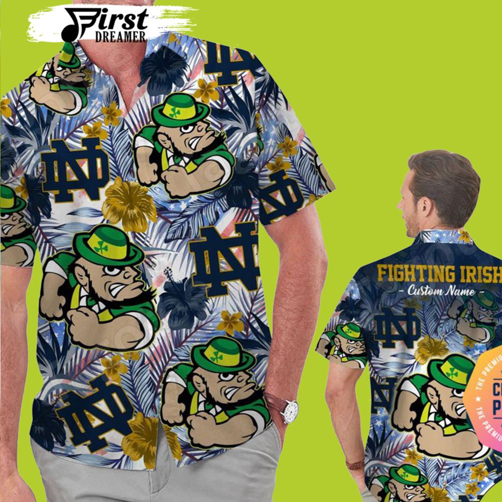 Personalized Notre Dame Fighting Irish For Football Lovers Aloha Hawaiian Shirt Beach - Famjoys Personalized Notre Dame Fighting Irish For Football Lovers Aloha Hawaiian Shirt Beach - Famjoys
