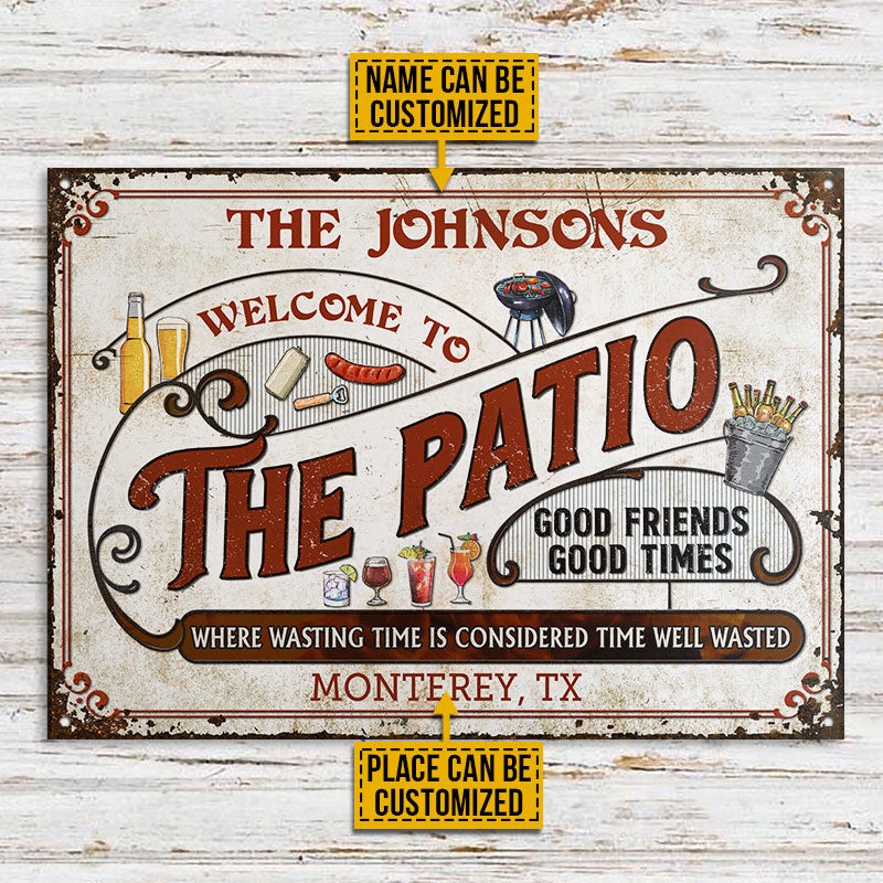 Personalized Patio Grilling Red Where Wasting Time Custom Classic Metal Signs - Famjoys Personalized Patio Grilling Red Where Wasting Time Custom Classic Metal Signs - Famjoys