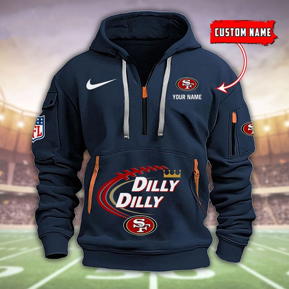 Personalized San Francisco 49ers Dilly Dilly Quarter Half Zip Hoodie For Football Lovers - Famjoys Personalized San Francisco 49ers Dilly Dilly Quarter Half Zip Hoodie For Football Lovers - Famjoys