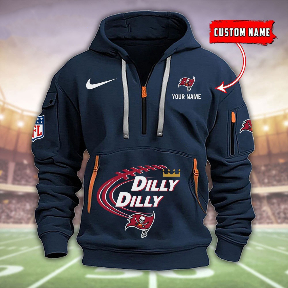 Personalized Tampa Bay Buccaneers Dilly Dilly Quarter Zip Hoodie Football Fan Merch - Famjoys Personalized Tampa Bay Buccaneers Dilly Dilly Quarter Zip Hoodie Football Fan Merch - Famjoys