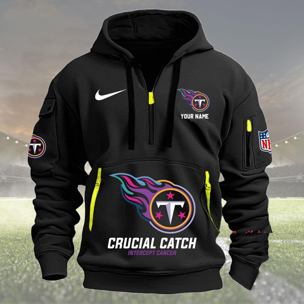 Personalized Tennessee Titans 2024 Quarter Zip Hoodie Crucial Catch Intercept Cancer - Famjoys Personalized Tennessee Titans 2024 Quarter Zip Hoodie Crucial Catch Intercept Cancer - Famjoys