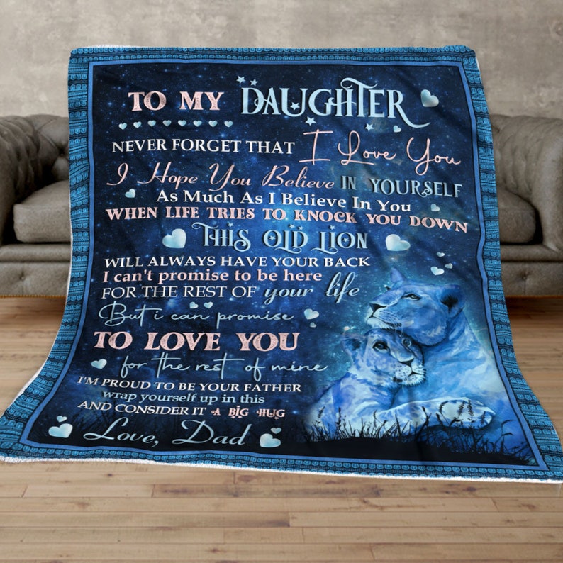 Personalized Throw Blanket, To My Daughter Blanket From Mom, To My Daughter Lion Blanket, Custom Gifts For Daughter, Customized Name Blanket - Famjoys Personalized Throw Blanket, To My Daughter Blanket From Mom, To My Daughter Lion Blanket, Custom Gifts For Daughter, Customized Name Blanket - Famjoys