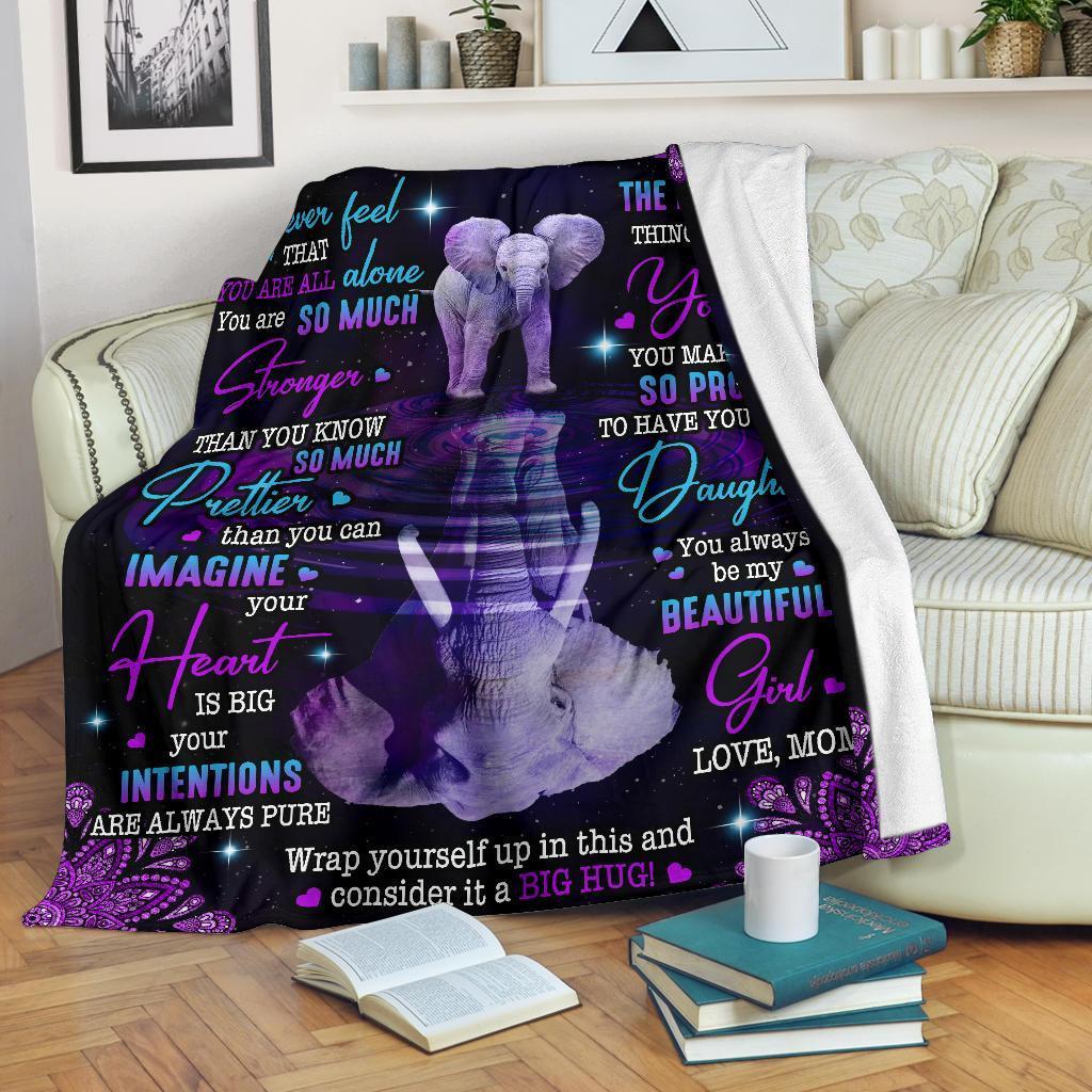 Personalized To My Daughter Blanket Never Feel That You Are All Alone Elephant Blanket Mom To Daughter Gift Custom Daughter Blanket - Famjoys Personalized To My Daughter Blanket Never Feel That You Are All Alone Elephant Blanket Mom To Daughter Gift Custom Daughter Blanket - Famjoys