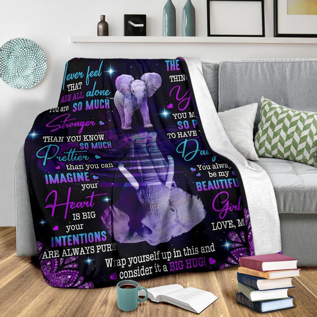 Personalized To My Daughter Blanket Never Feel That You Are All Alone Elephant Blanket Mom To Daughter Gift Custom Daughter Blanket - Famjoys Personalized To My Daughter Blanket Never Feel That You Are All Alone Elephant Blanket Mom To Daughter Gift Custom Daughter Blanket - Famjoys
