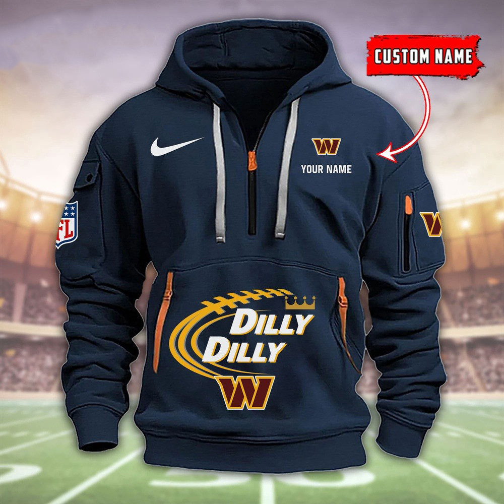 Personalized Washington Commanders Dilly Dilly Quarter Zip Hoodie For Football Fans - Famjoys Personalized Washington Commanders Dilly Dilly Quarter Zip Hoodie For Football Fans - Famjoys