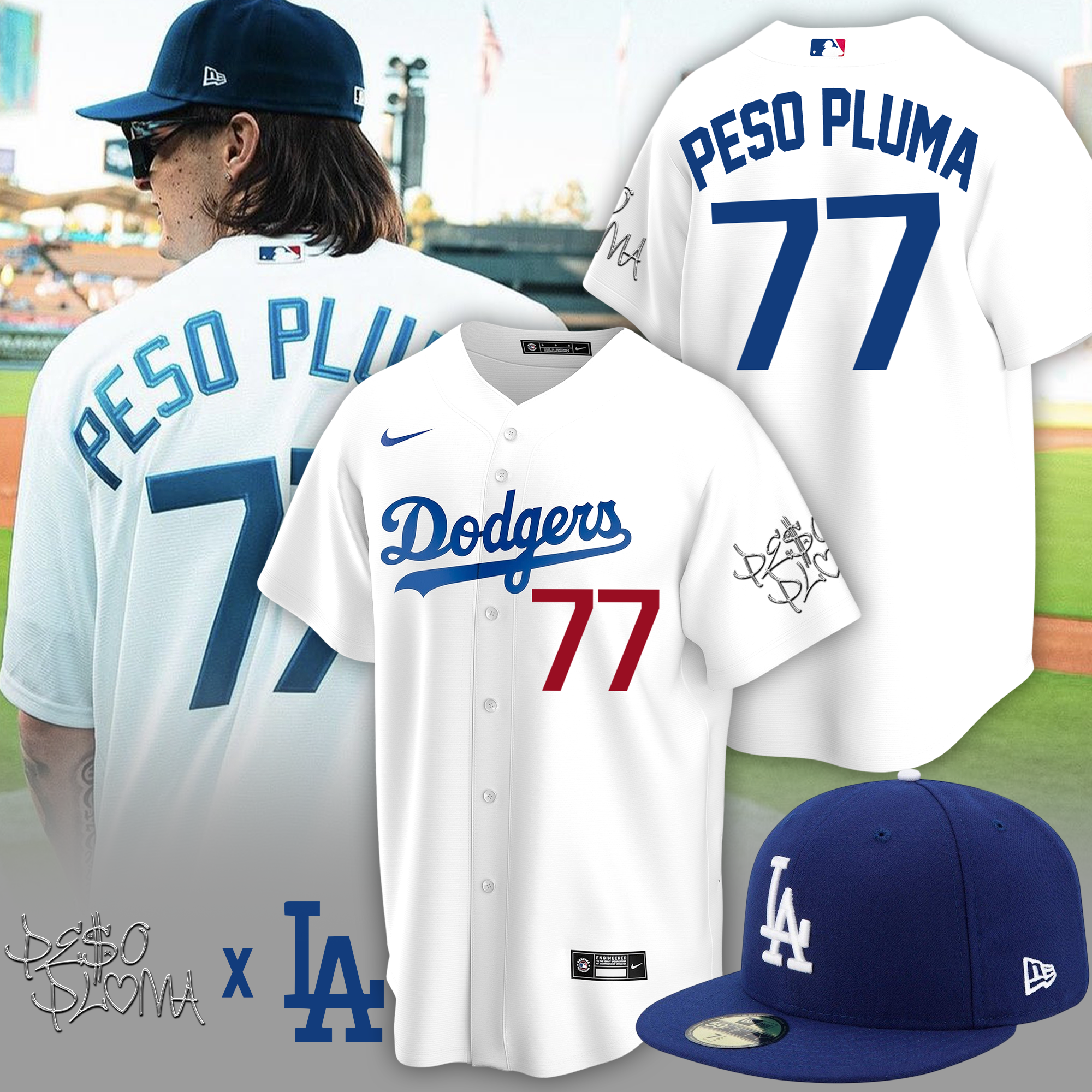Peso Pluma Dodgers Baseball Jersey - Famjoys Peso Pluma Dodgers Baseball Jersey - Famjoys