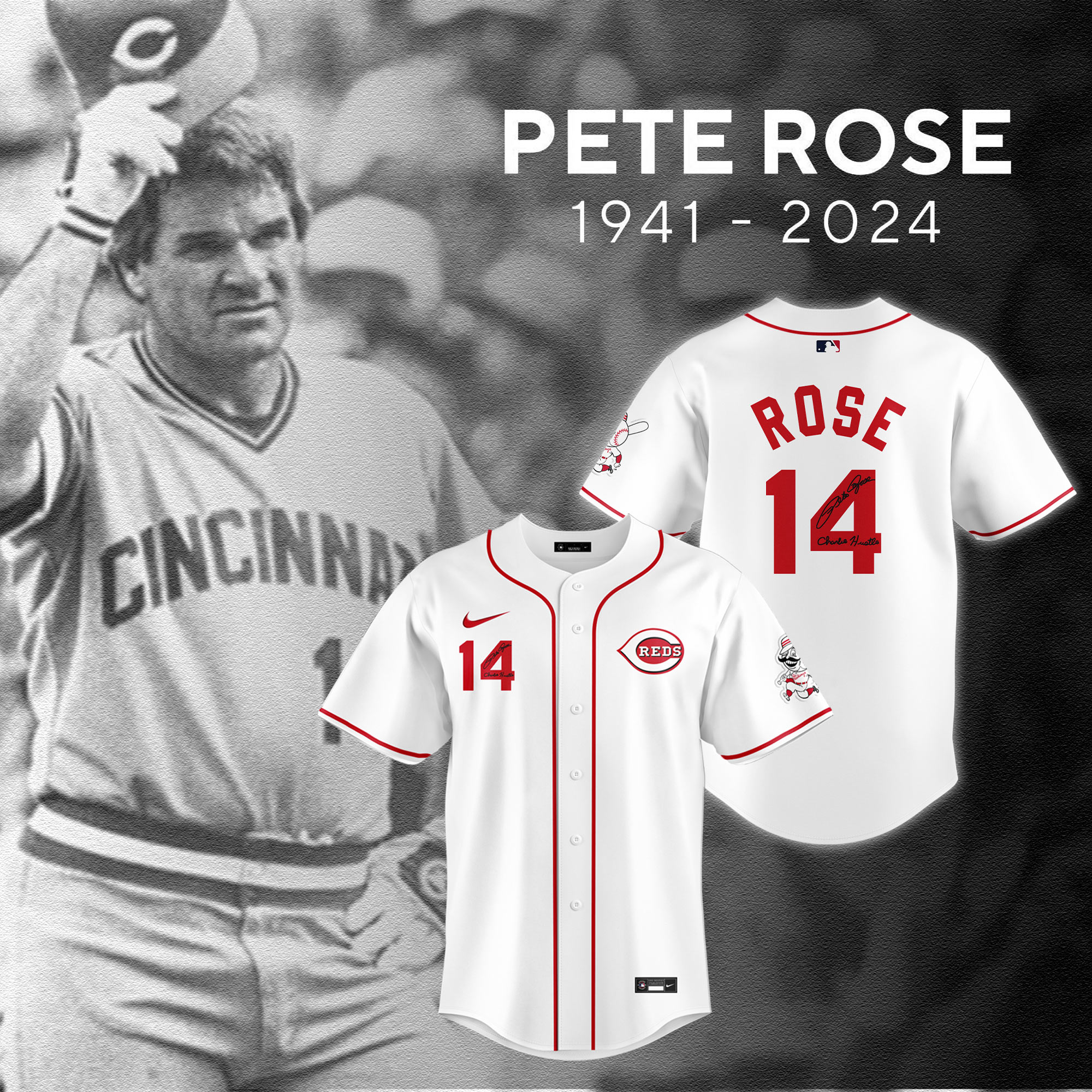 Pete Rose Cincinnati Reds The Hit King 1941Thank You For The Memories Signatures Baseball Jersey s - Famjoys Pete Rose Cincinnati Reds The Hit King 1941Thank You For The Memories Signatures Baseball Jersey s - Famjoys