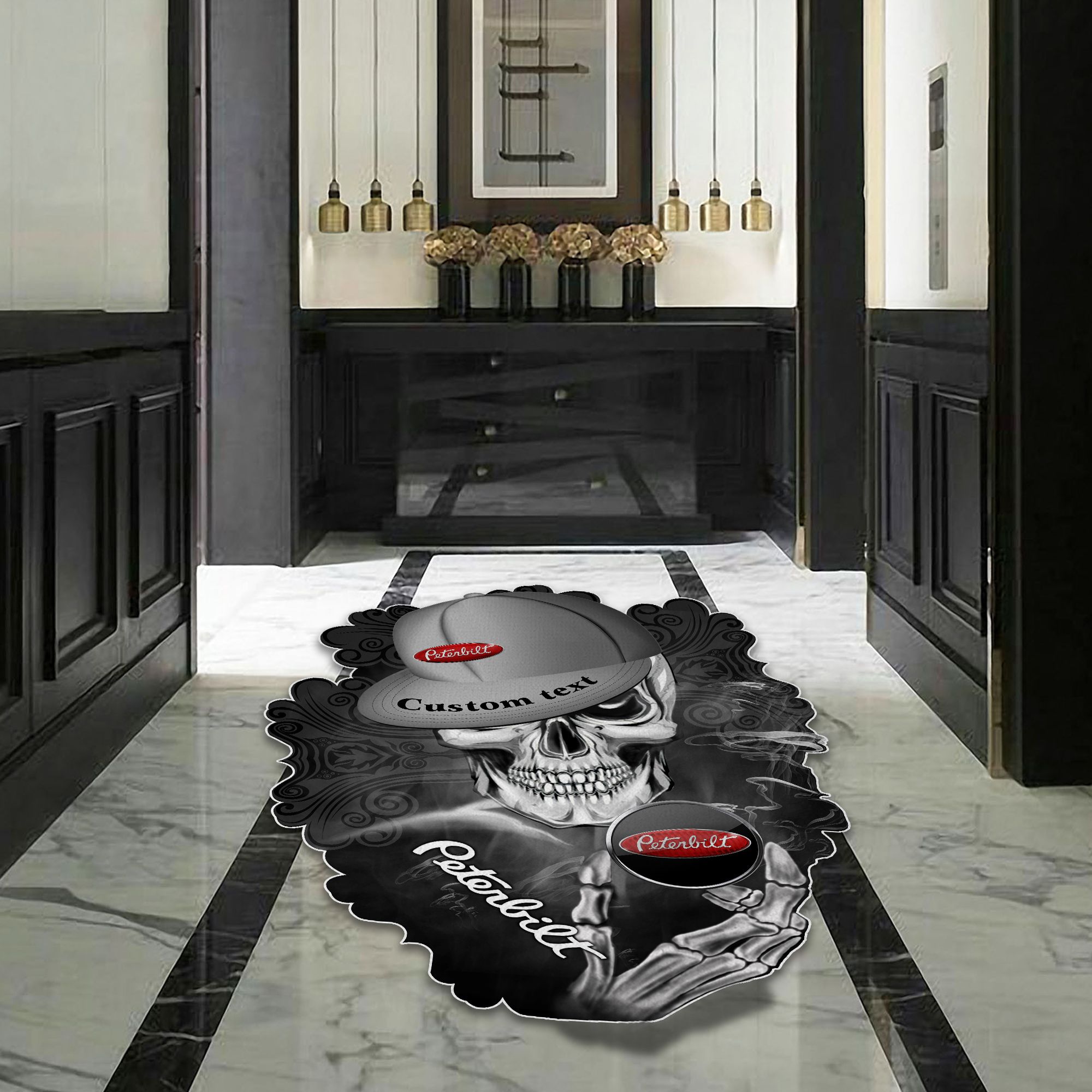 Peterbilt Skull Shaped Luxurious Doormat, Rug Home Decor, Custom name - Famjoys Peterbilt Skull Shaped Luxurious Doormat, Rug Home Decor, Custom name - Famjoys